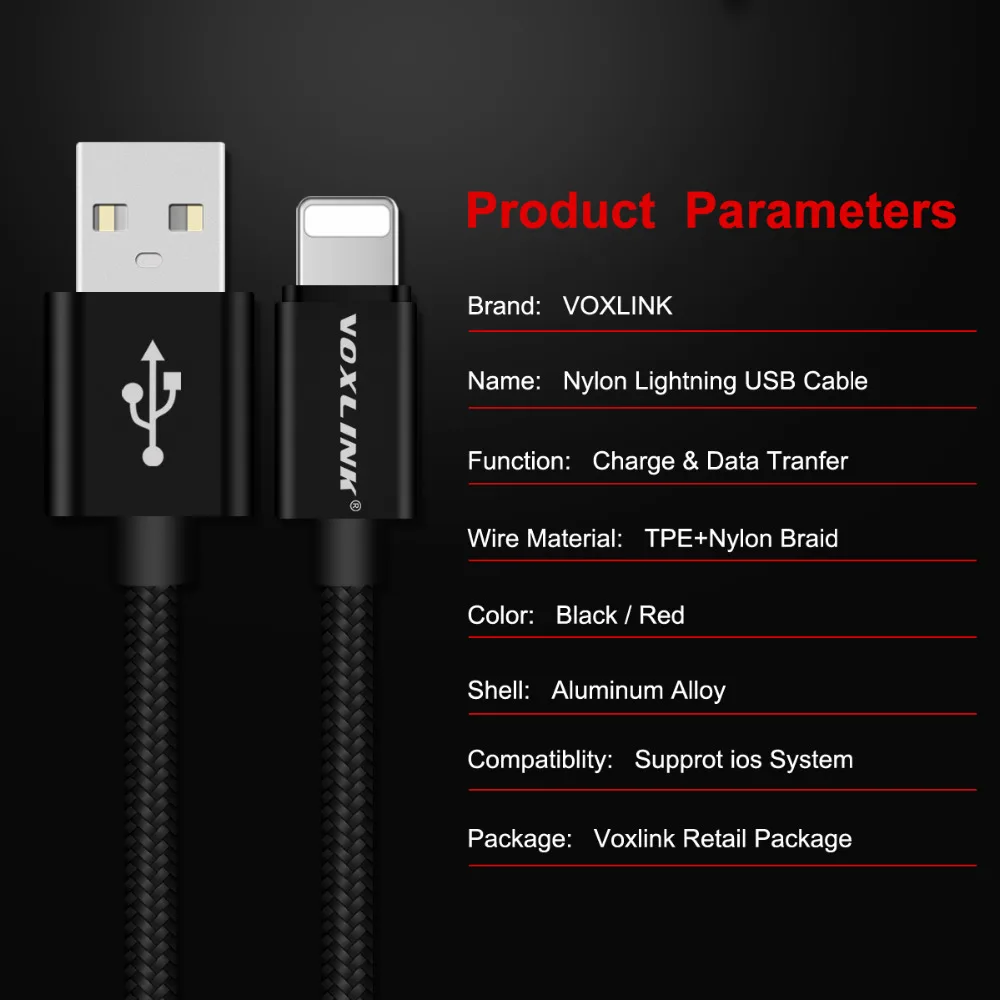 VOXLINK 8 Pin USB кабель быстрого зарядного устройства переходной USB кабель для iphone 7 6s iphone xs плюс 5 5S ipad mini Мобильный телефон кабели