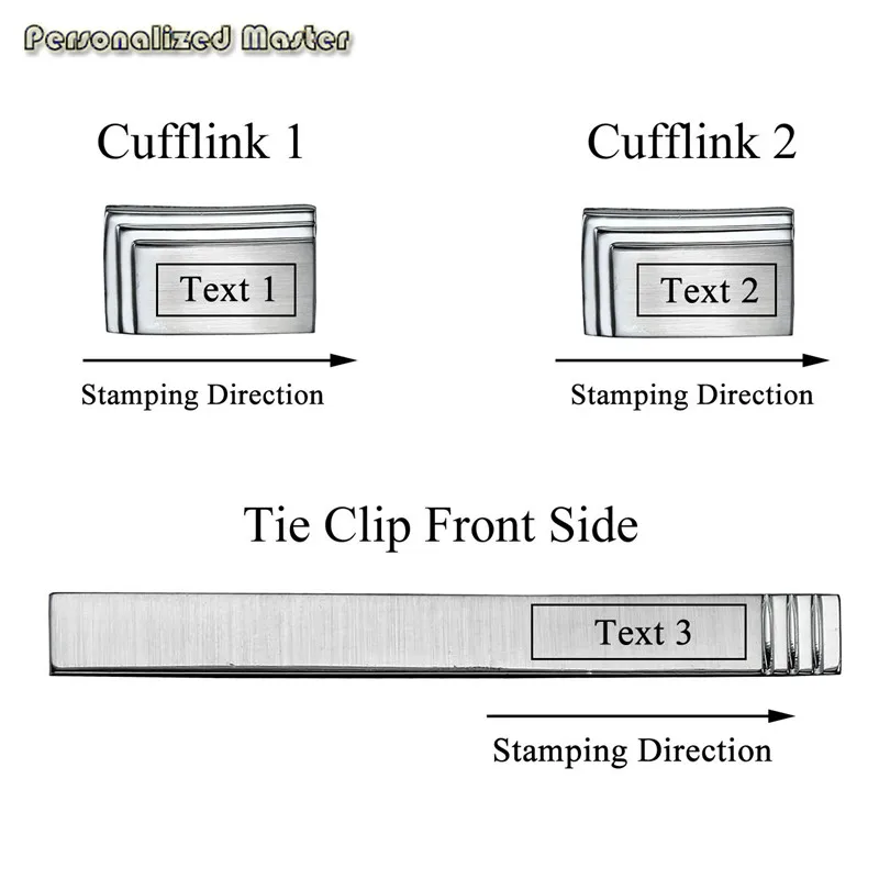 Персональный мастер гравировка нержавеющая сталь на заказ запонки зажим для галстука бар набор для Мужская рубашка Бизнес Свадебный подарок 3 шт