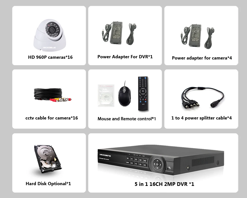 16CH 1080 P 5 в 1 AHD DVR HD 1.3MP AHD 2500TVL наружная система видеонаблюдения Гибридный комплект 16*960 P система безопасности камеры