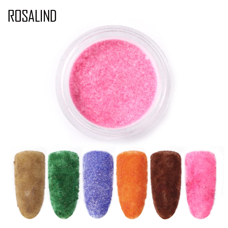 

ROSALIND Nail Glitter Shiny Velvet Powder Long-Lasting Nails Soak off UV Lamp DIY Decoration Nail Art manicure M100701-15 Colors