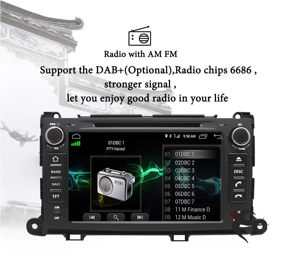 Discount Octa Core 8" HD Touch screen Android 9.0 Car GPS Navigation 1080P Video Car DVD Player for Toyota Sienna 2010-2018 Tape Recorder 1