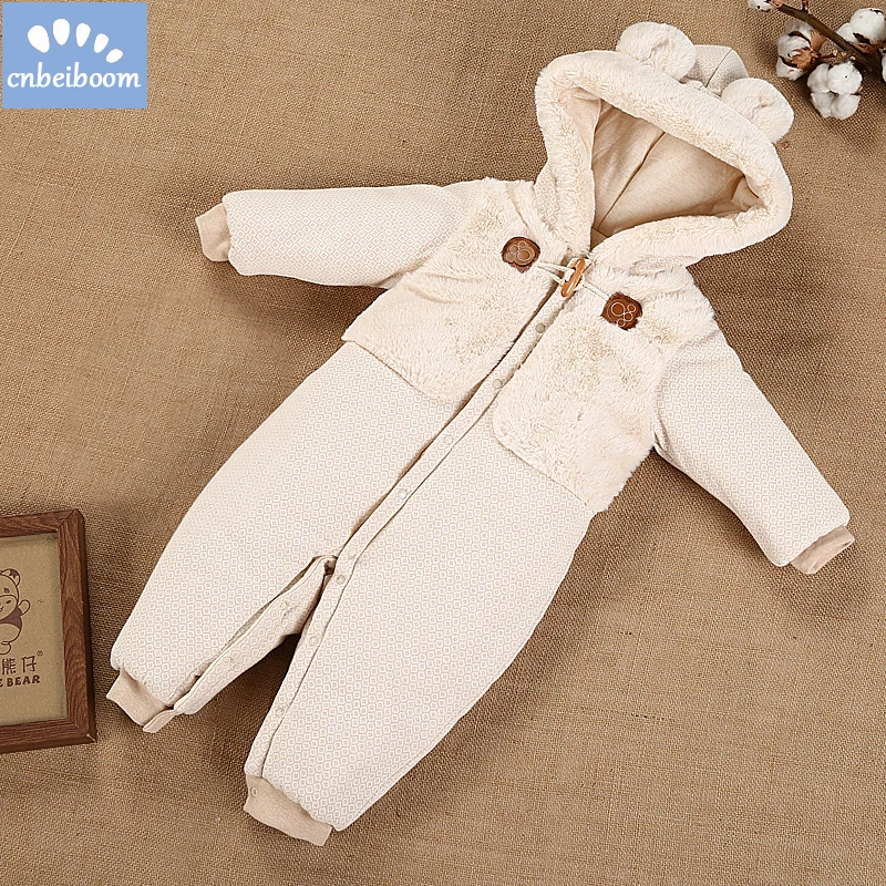 

Naturally Colored Cotton rompers 2018 Winter Hooded Baby Romper Boy & Girl Clothes Thickening Warm Newborn Costume One-piece