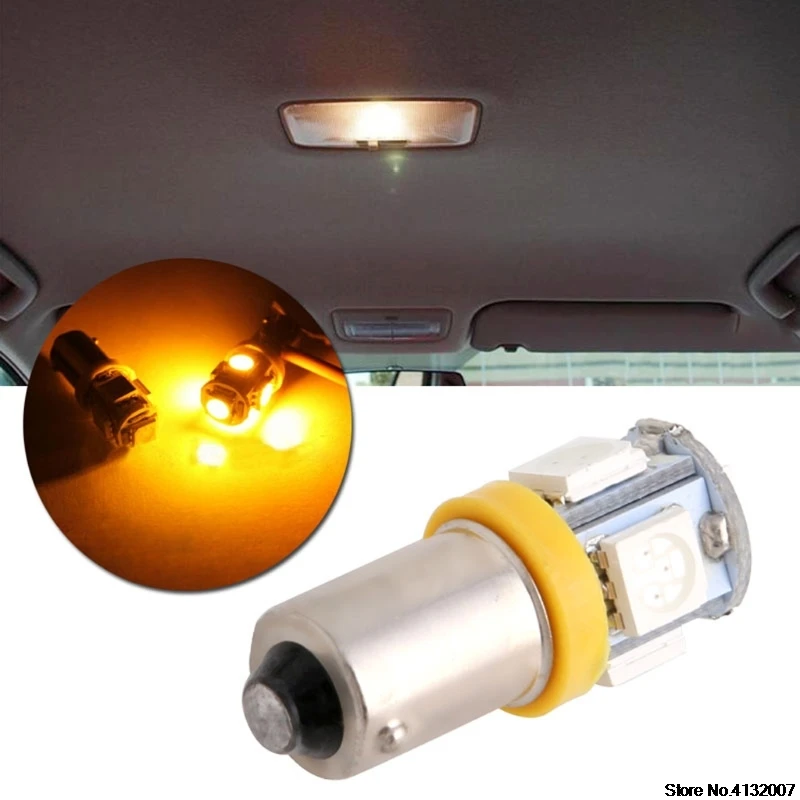 

1Pc T11 BA9S 5050 5-SMD LED Bulb Car Lamp 12V T4W 3886X H6W 363 Yellow Light 828 Promotion