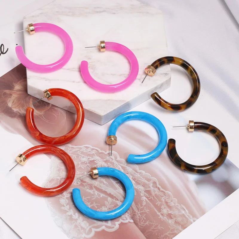 

JUJIA 2019 New Style Acrylic Acetate Drop Earrings for Women Vintage Leopard Print Circle Drop Earring Za jewelry Free Shipping