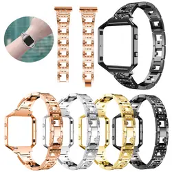 Мода ремень для Fitbit Blaze ремешок Роскошные сплав кристалл часы наручные ремешок браслет с металлический каркас Новый l1018 #0