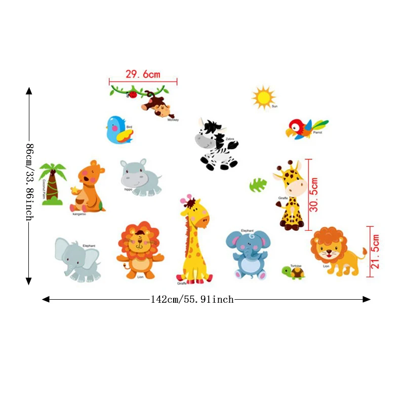 Zs наклейка джунгли животные наклейка на стену s детская комната Домашний декор джунгли сафари виниловая Детская комната Наклейка в детскую комнату декор для детской комнаты - Цвет: sk9267