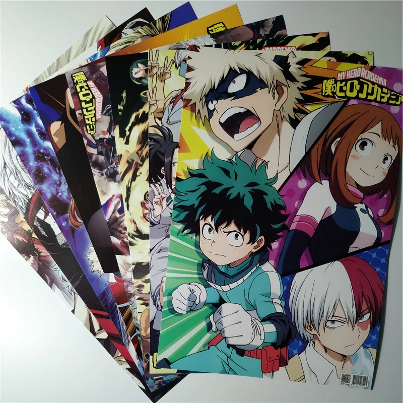 8*(42x29 см) Новые постеры My Hero academic аниме наклейки на стену DEKU BAKUGO Shoto|Наклейки стену|