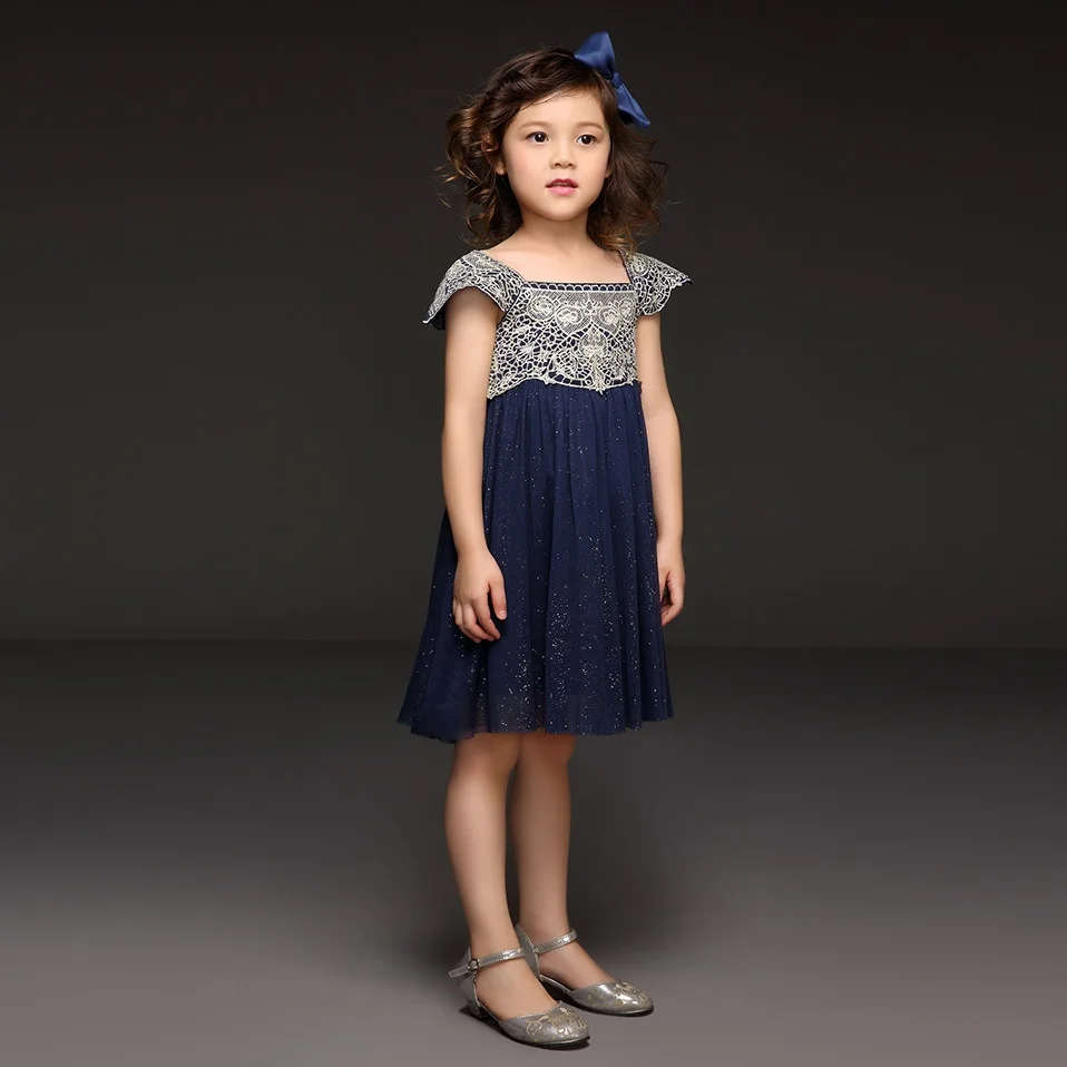 Новые модные платья для девочек одежда с вышивкой для детей с рисунком топ с кружевом нарядное платье принцессы детская одежда