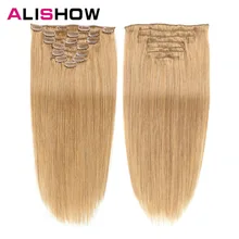 Best Price Alishow Clip In Human Hair Extensions Straight Full Head Set 7pcs 100g Machine Made Remy Hair Clip Ins 100% Human Hair Extension
