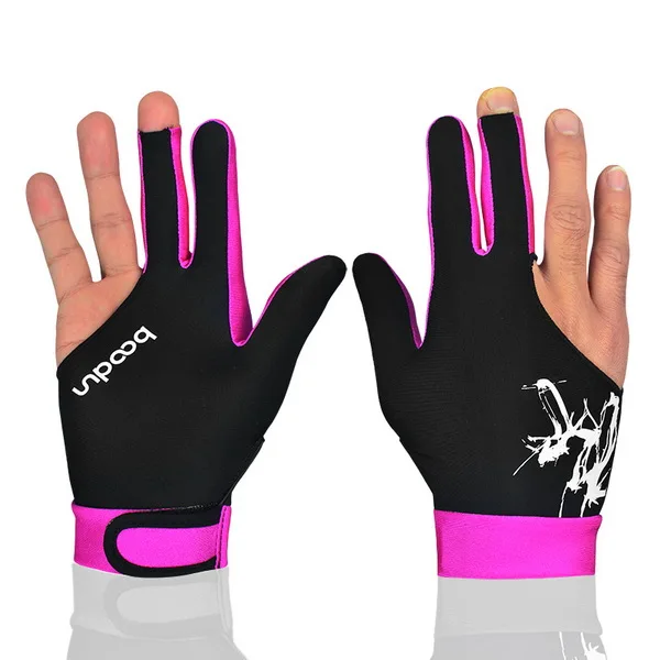 1 шт. Кии бильярдный бассейн шутеры 3 пальца перчатки бильярдные перчатки снукер перчатки высокое качество бильярдные аксессуары - Цвет: Pink-L