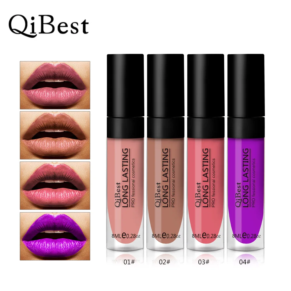 1pc QiBest 12 Color Long Lasting Lip Gloss Matte Lipgloss Waterproof