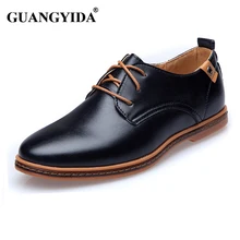 New 2015 Men Leather Shoes Casual Leather Lace-up Shoes Black Brown Flat Leather Loafers Oxford shoes Plus size 45,46,47