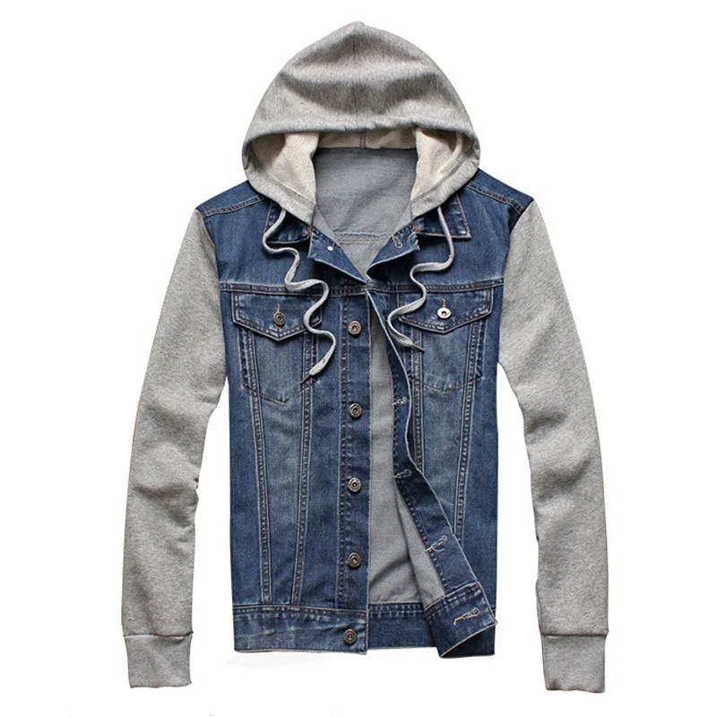 2019 Denim Men Hooded Sportswear Outdoors Casual Fashion Jeans Jackets Hoodies Cowboy Mens Jacket and Coat Plus Size