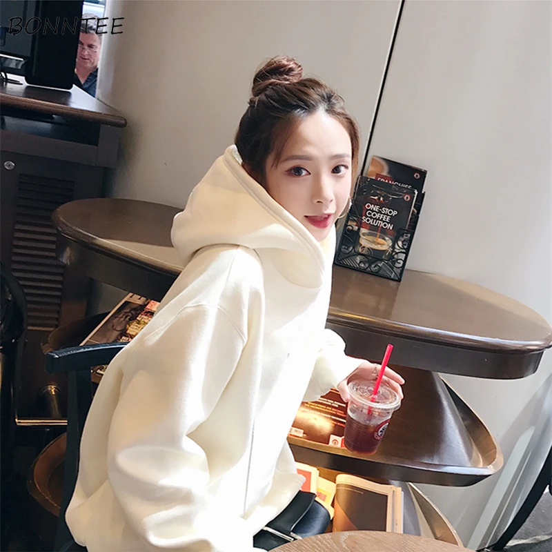 

Hoodies Women Harajuku Loose Fashion Leisure Long Sleeve Simple Womens Clothing Thickening Hooded Korean Style All-match Autumn