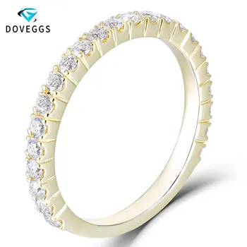 

DovEggs Solid 14K yellow Gold 0.48CTW 1.7mm Heart and Arrow Cut Moissanite Half Eternity Wedding Band moissanite Ring for Women