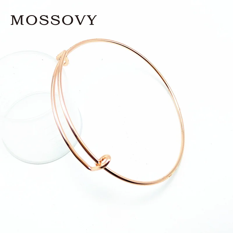 

Mossovy Adjustable Push-pull Diy Telescopic Rose Gold Bracelet for Female Fashion Popular Jewelry Alex Wire Bangles for Women