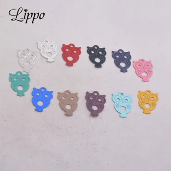 

100pcs AC5552 12*18mm Owls Charms Filigree Painted little Owl Pendants DIY jewelry parts