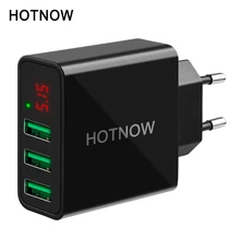 HOTNOW USB Charger Travel LED display Portable Wall Charger Adapter EU/US Plug Mobile Phone Chargers For iPhone Samsung xiaomi