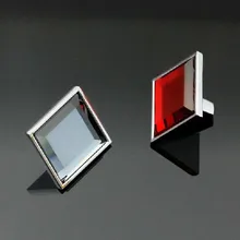 31 мм квадратные стеклянные ручки кухонного шкафа, Красный Серый Кристалл ручки для винных шкафчиков, серебро Цинк ящик, комод, шкаф, мебель тяга