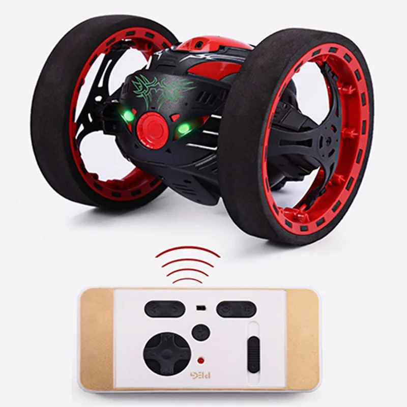PEG SJ88 Mini Cars Bounce Car Toy 2.4GHz RC Car With Flexible Wheels Rotation LED Light Remote Control Robot Car Toys Kids Gifts