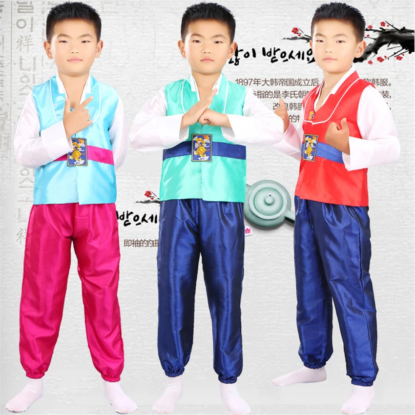 

Traditional Korean Clothing for Boys Dance Costume Hanbok Dress Stage Performance Festival Outfit Clothes+Pant 110-150CM