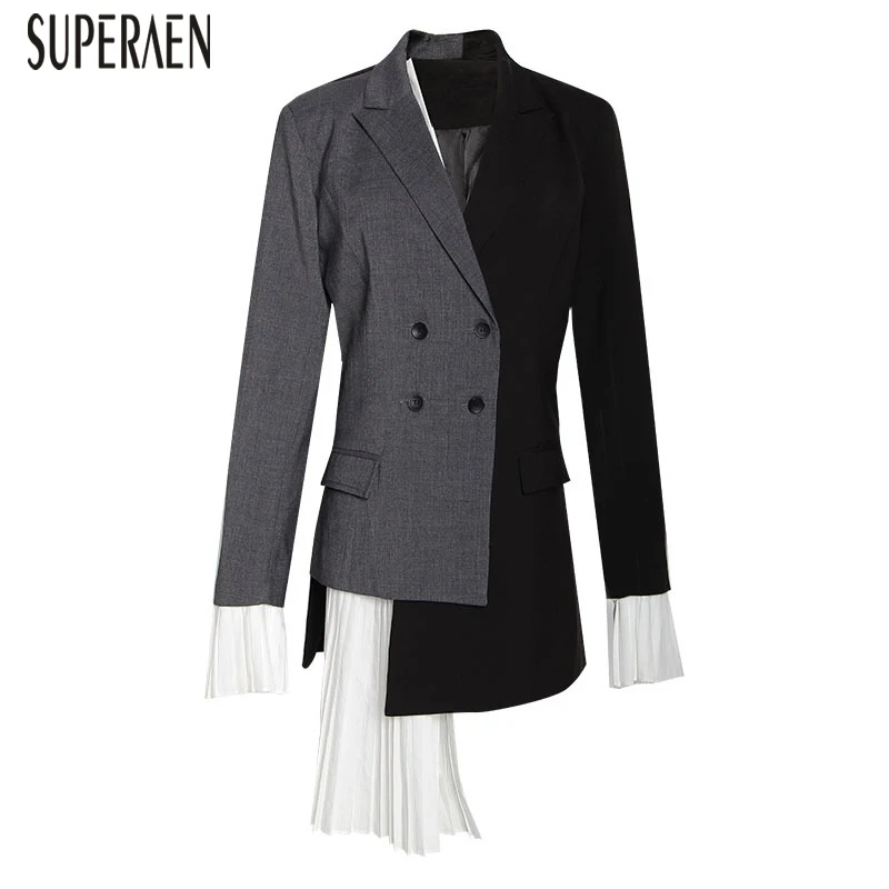 

SuperAen Suit Jacket Female Europe Fashion Cotton Wild Asymmetric Women Jacket Ruffled Autumn New 2018 Women Clothing