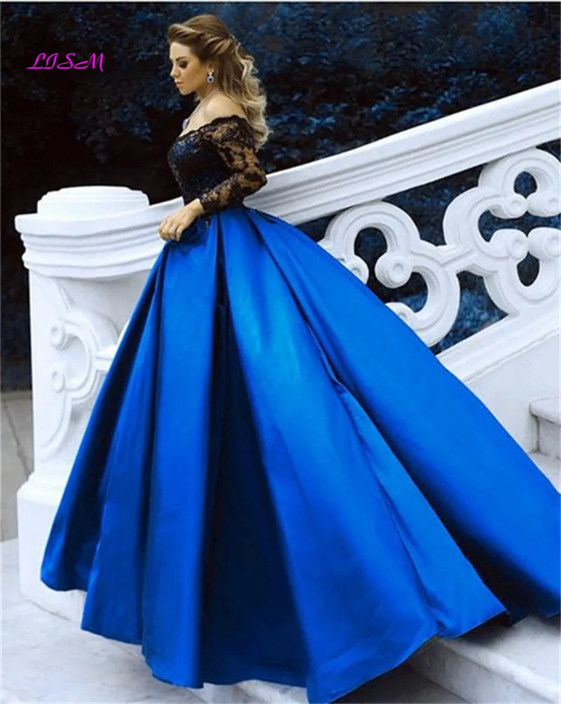 Скромное бальное платье с открытыми плечами винтажное платье с v-образным вырезом и аппликацией арабские Длинные Выпускные платья Новое Vestido Noche Largo