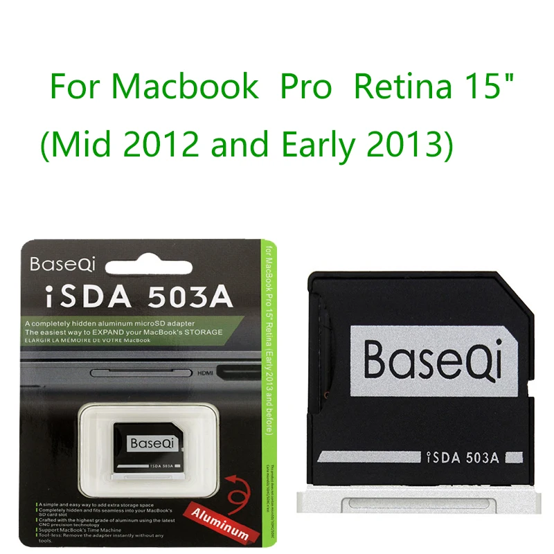BaseQi алюминиевый Micro SD/TF карта адаптер карты памяти кард ридер для MacBook Pro Retina 15