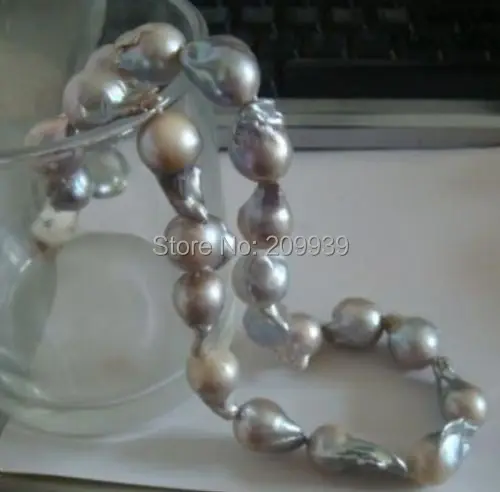 

huij 00974 HUGE 18'' SOUTH SEA SILVER GRAY BAROQUE PEARL NECKLACE