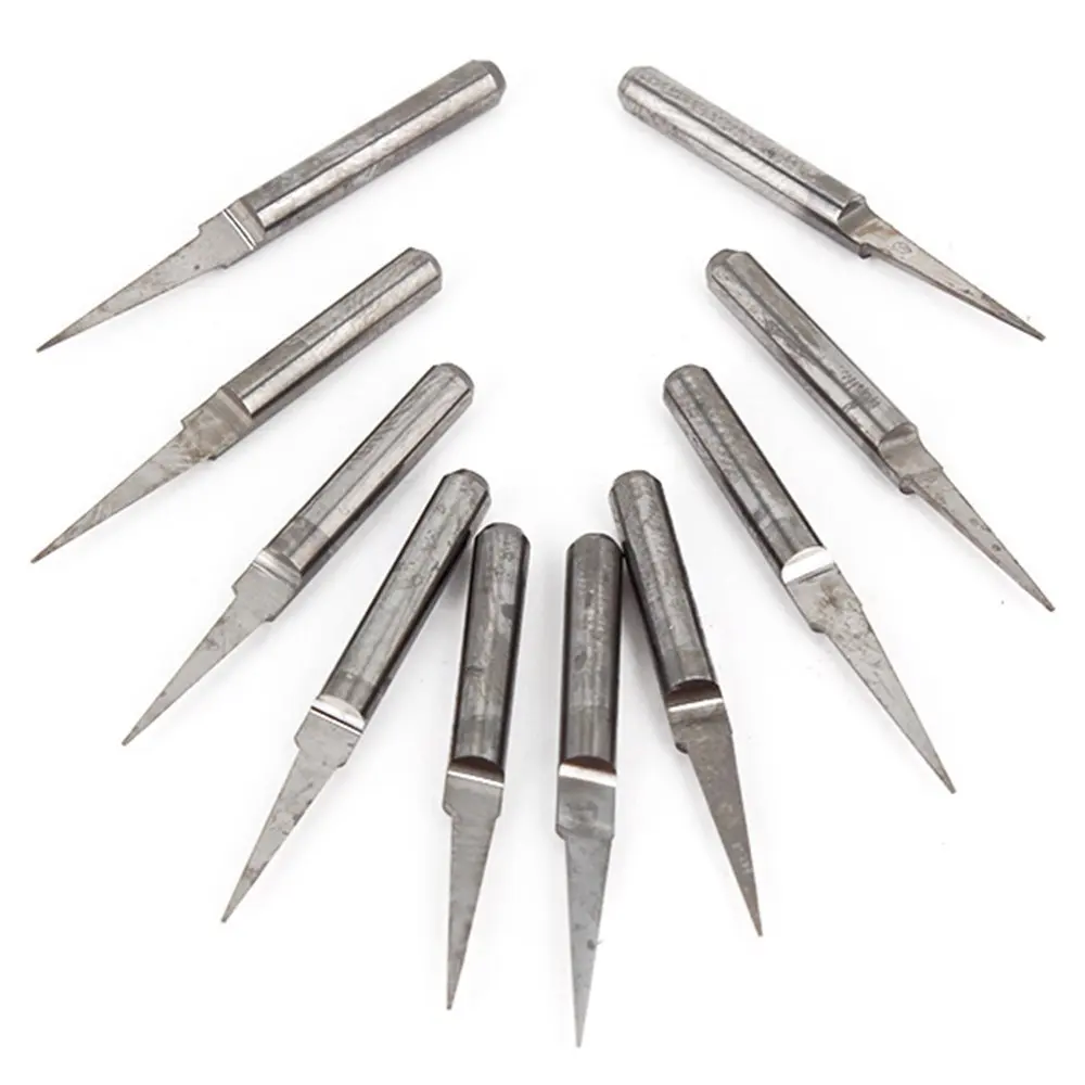 10 Degree 0.3mm M3 CNC Carbide Bit Flat Flute Sharpen Router Tool with