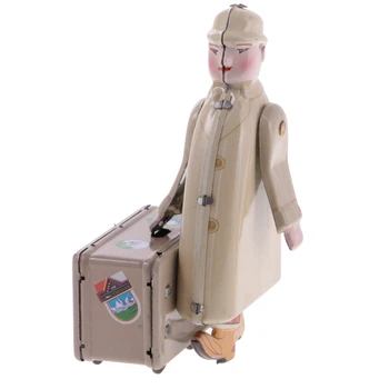 

Hot Sale Tin Toy Vintage Traveller Passenger with Suitcase Model Wind-up Clockwork Classic Toys for Kids Girl Gift Collectable
