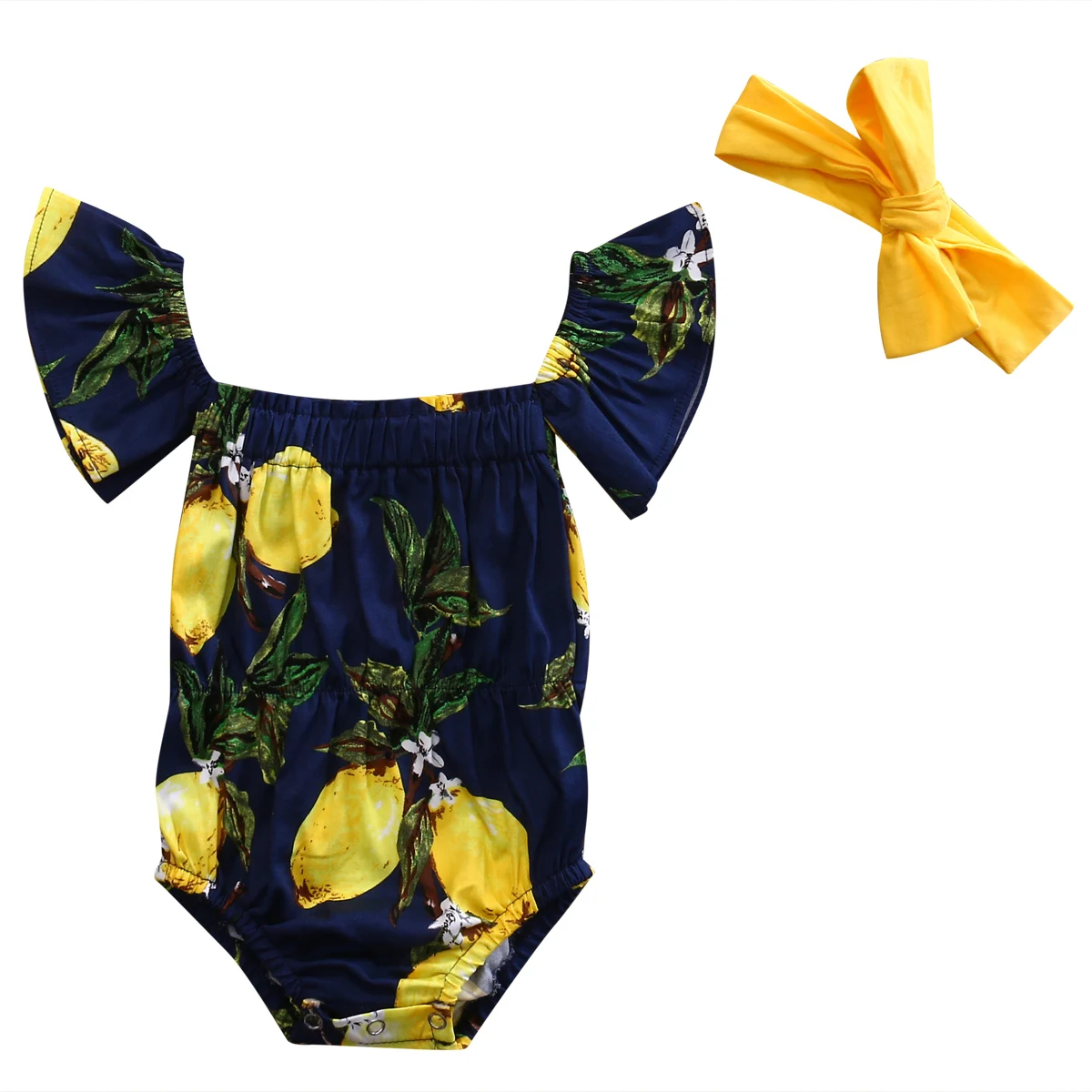 Infant Baby Girls Floral Bodysuit Sunsuit Jumpsuit Babies Girl Bodysuits+Headband Outfits Set