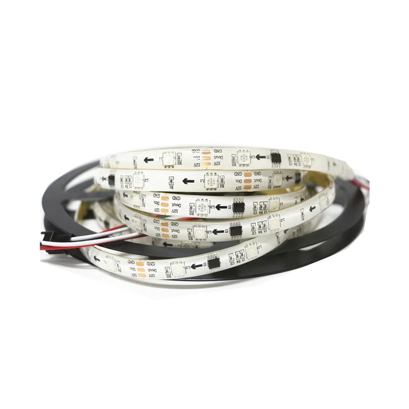 Светодиодная лента WS2811 WS2812B IC DC5V DC12V 60 светодиодов/м SMD 5050 RGB белый PCB Мечта Цвет