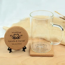 Индивидуальный свадебный подарок пробковая Подставка под заказ имя, дата Подставка под кружку свадебные сувениры и подарки на день рождения, детский душ пользу