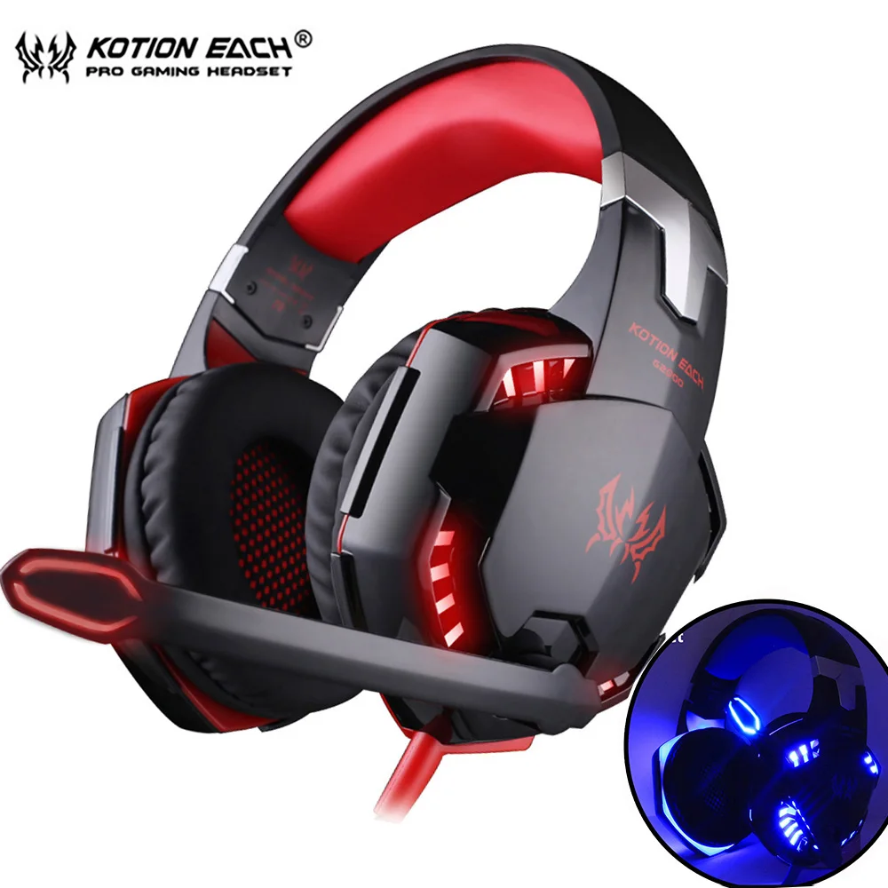 

KOTION EACH Gaming Headset Game Headphhones 3.5mm Earphone Gamer Stereo bass Headphone With Microphone Led For Computer PC