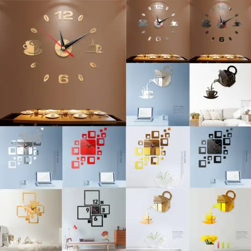 

DIY Mural Vinyl Removable Wall Stickers 3D Numbers Watch Wall Clock Home Office Room Decor Acrylic Art Mirror Wall Sticker