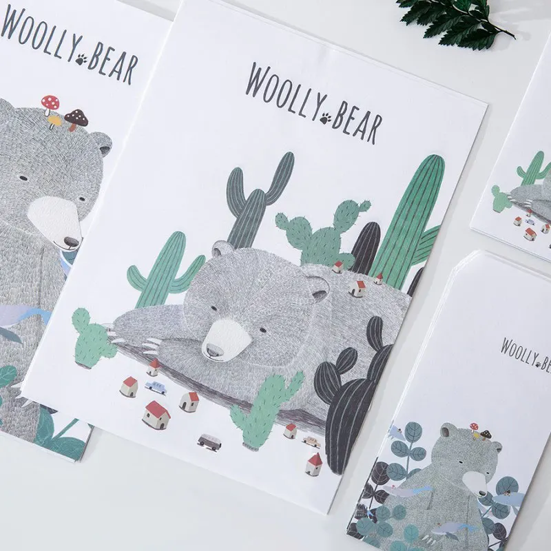 

Woolly bear 24 sheet letter paper+12 pcs envelopes cute animal Letter pad Set writing paper Office & School Supplies