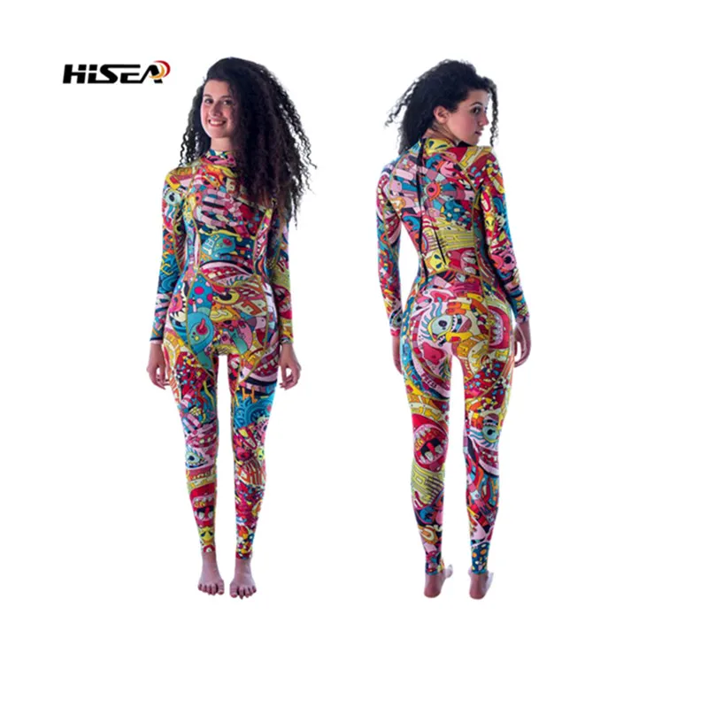 

HISEA 3mm Neoprene Thick Women Long-Sleeved Wetsuit Individuality Printing Surf Clothingfall And Winter Swimsuit