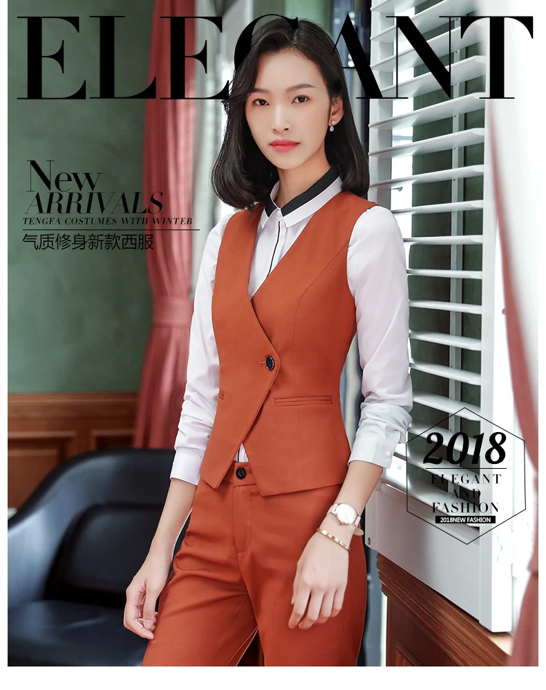 Fashion business Interview vest women new spring Slim V Neck Formal office ladies vest coat plus size uniforms