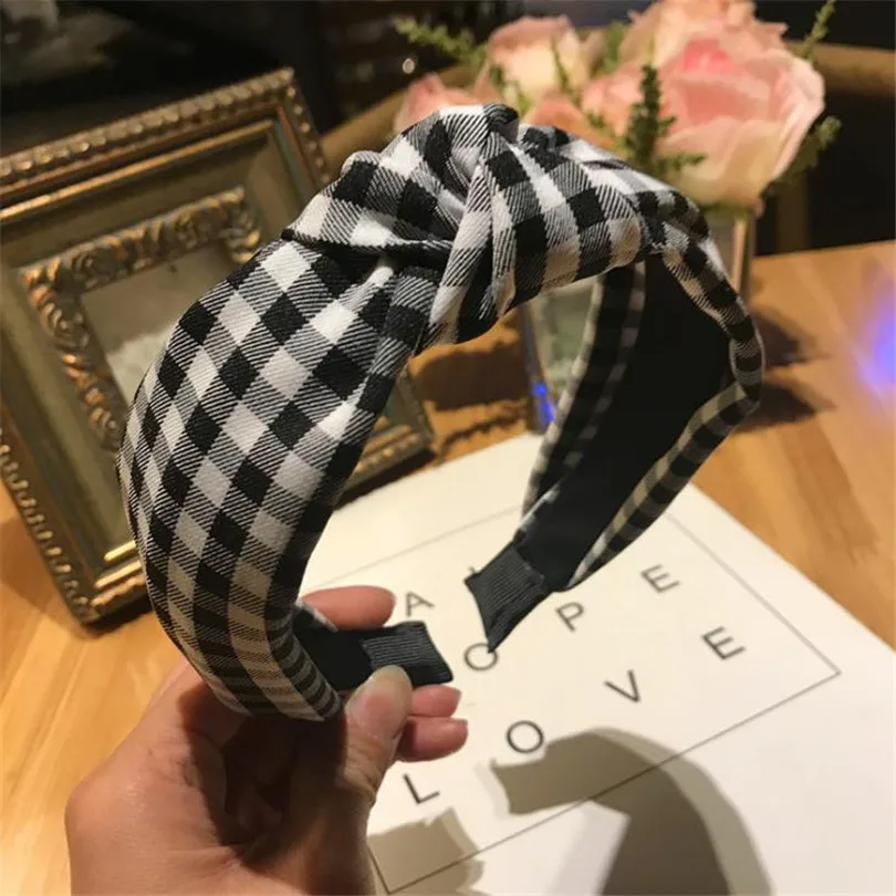 

Haimeikang Plaid CottonHair Accessories Knotted Hair Band for Women Headbands Hairbands Headwear 2019 New Fashion