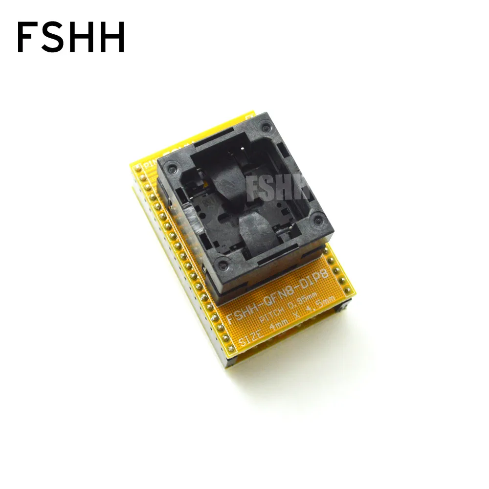 

custom made QFN8 to DIP8 test socket QFN8/WSON8/DFN8/MLF8 Programmer adapter Size=4x4.5mm Pin pitch=0.95mm