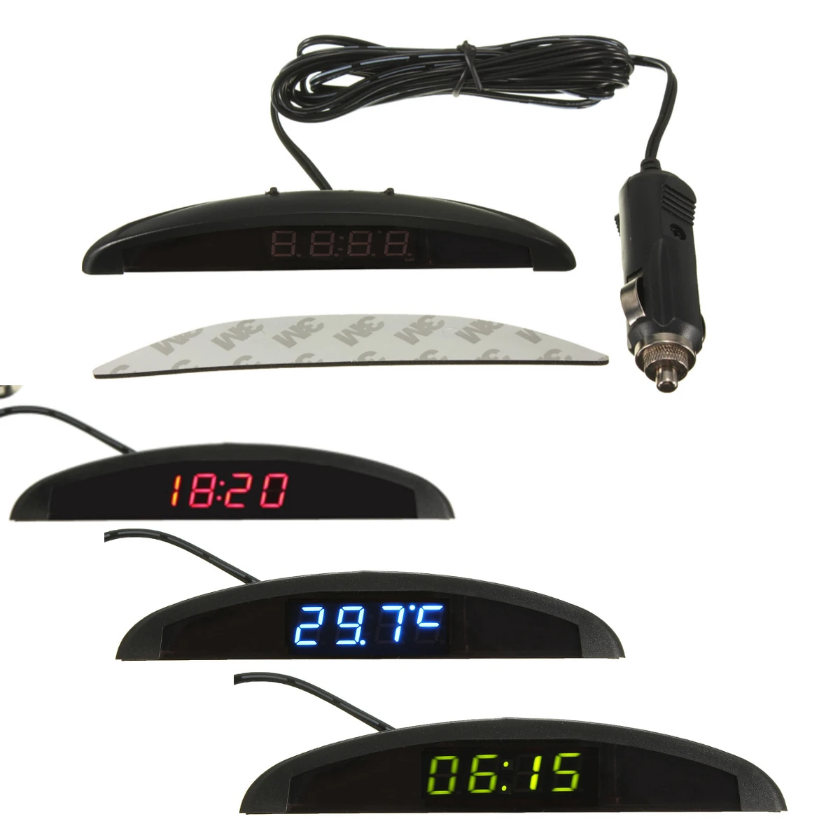 

3 In 1 Car Clock thermometer 12V Car Interior Anti-aging Trim Appearance and Voltage Monitor Ornaments