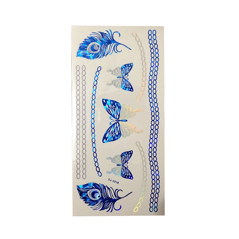 

1Sheet New Fashion Flash Metalic Gold Blue Temporary Tattoo Stickers