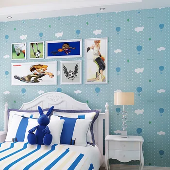 

Warm plain pastoral non-woven wallpaper The bedroom cartoon balloon male girl children room background wallpaper