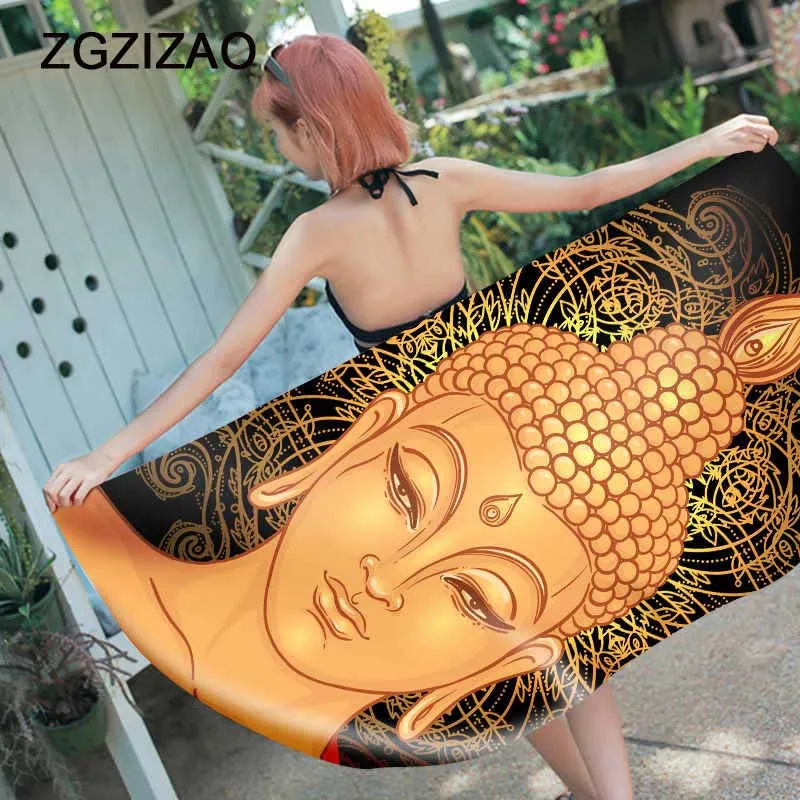 

Buddha print Beach Towel women profession Large Microfiber Original square summer Quick drying Serviette De Plage