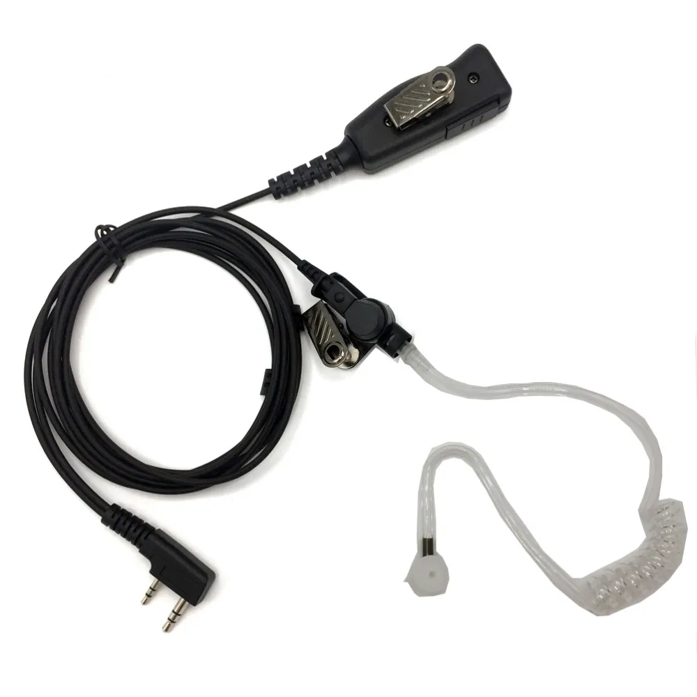 2-pin Professional PTT Covert Acoustic Tube Bodyguard FBI Earpiece Headset Mic for Kenwood Baofeng Wouxun Hytera Puxing Two-way Radio (2)