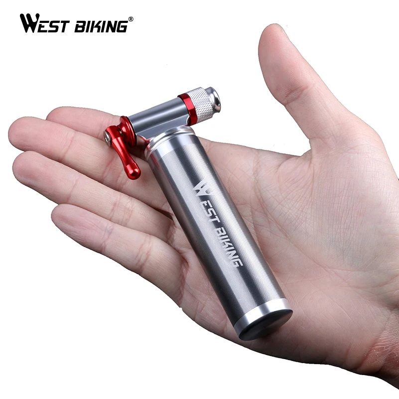 WEST BIKING Portable Bicycle Pump Aluminum Alloy Ultralight Air CO2 Inflator Bike Cycling Pump Schrader & Presta Mini Bike Pump