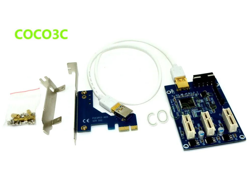 1 to 3 PCI express 1X slots Riser Card PCIe x1 to external 3 PCIe slot adapter PCI-e Port Multiplier Card (6)