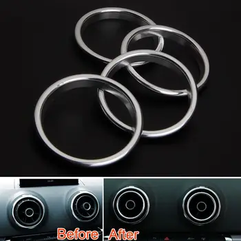 

4pcs Dashboard Front Air Condition Vent Outlet Covers Trim Ring Car-styling Sticker Aluminium For Audi A3 2012 2013 2014 2015