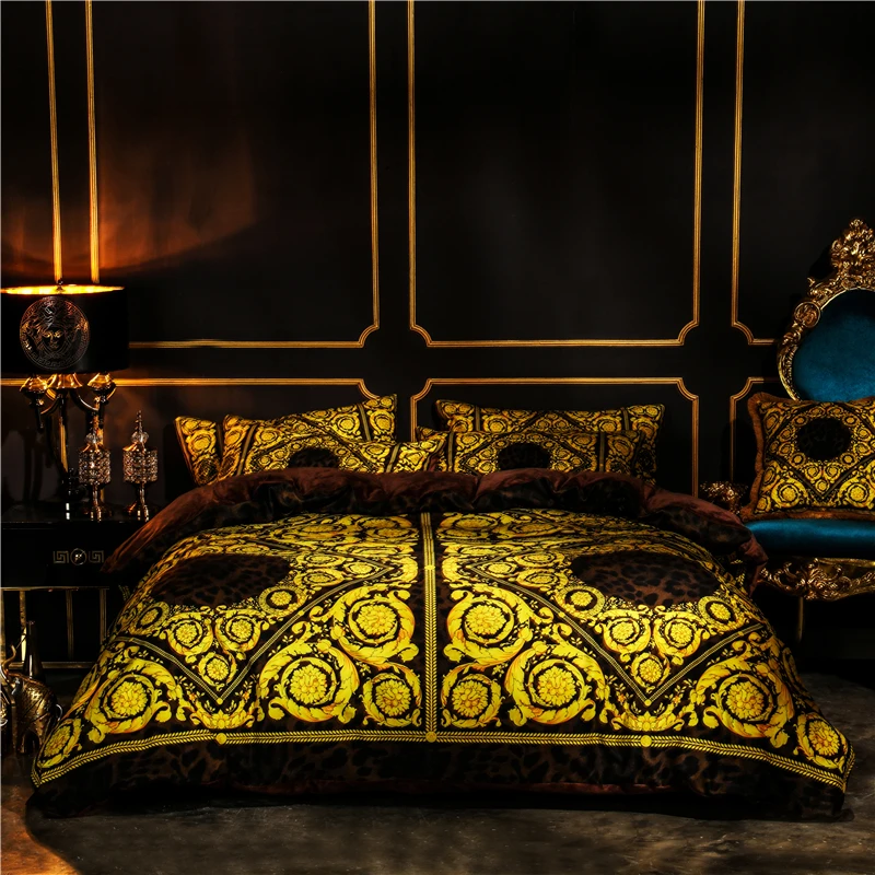 

Luxury European Styel Winter Thick Velvet Flannel Palace Bedding set Fleece Fabric Duvet cover Bed Sheet/Linen Pillowcases 4pcs 33